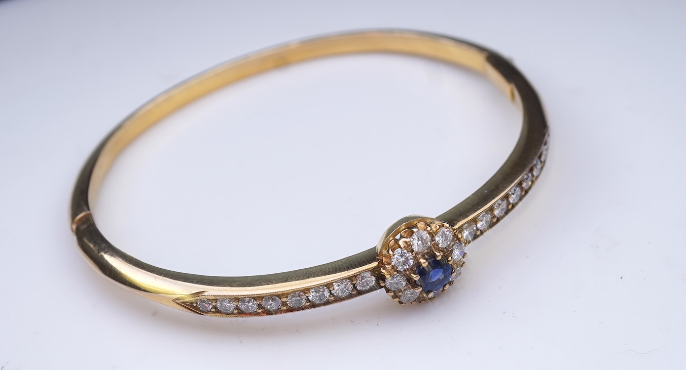 A sapphire and diamond bangle